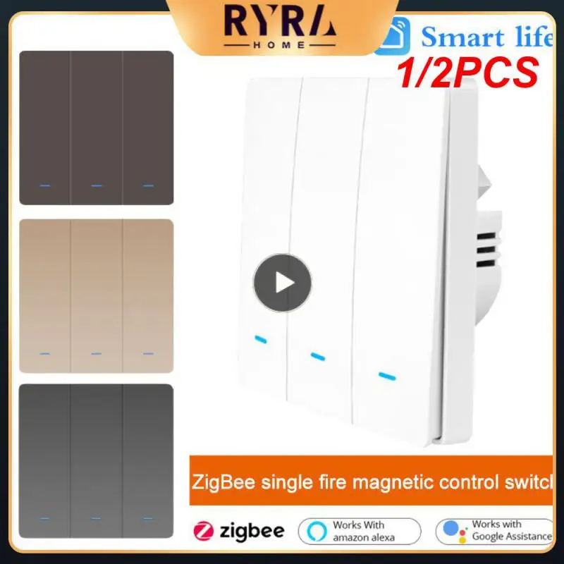 

1/2PCS Zemismart Tuya Zigbee Light Switch Relay Smart Life App Wall Interruptor Neutral Optional Alexa Google Home Alice Voice