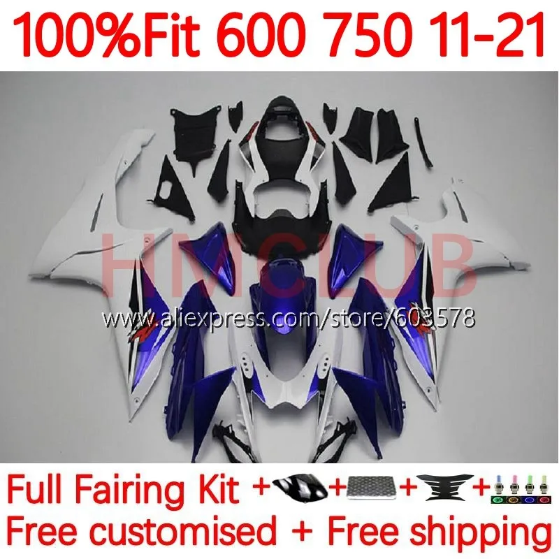

Injection For SUZUKI GSXR 600 750 CC K11 GSXR600 11 12 13 14 15 16 GSXR750 2017 2018 2019 2020 2021 Fairing 95No.31 white blue