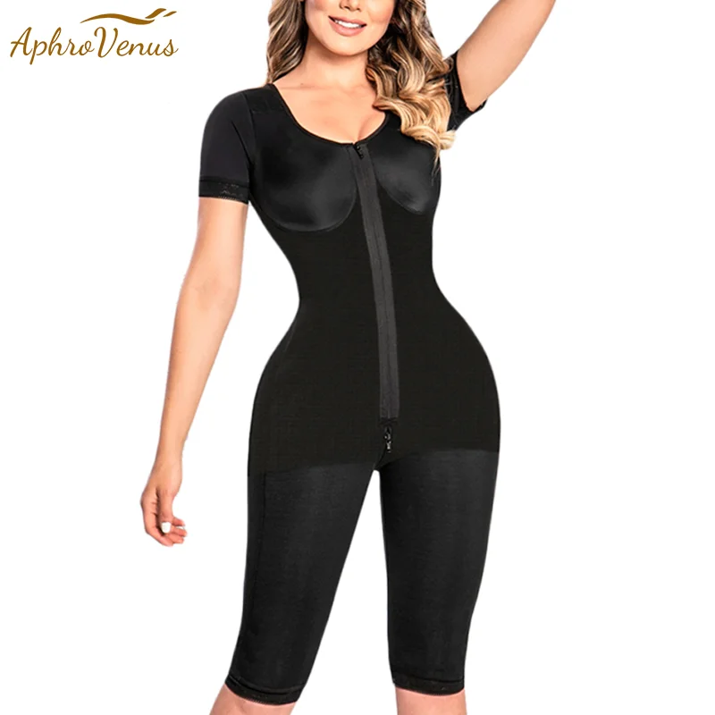 

Faja Colombiana Mujer Full Body Flatten Abdomen Body Shaper With Long Pants Short Sleeves High Waist Slimming Bodysuit Underwear