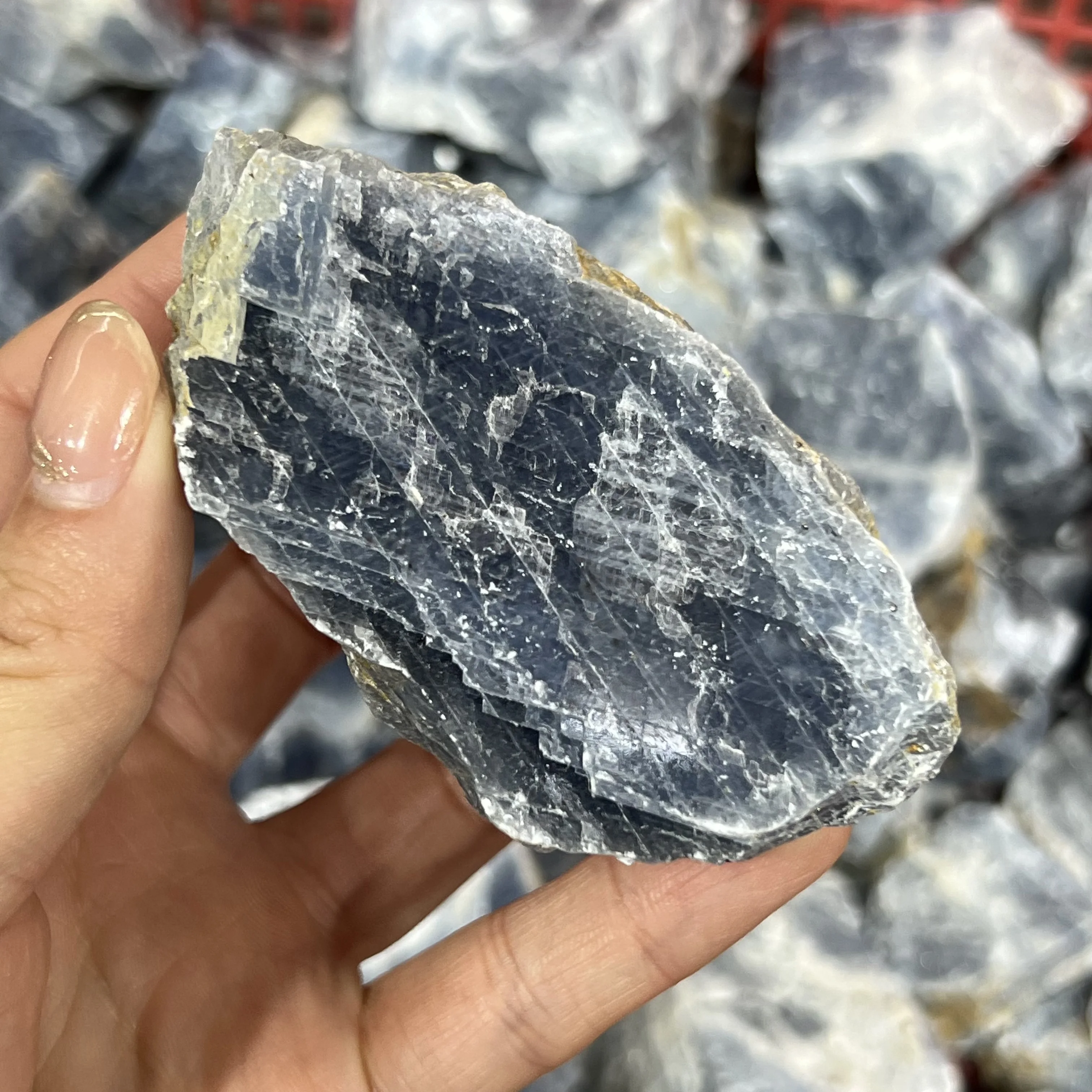 

Natural Blue Calcite Mineral Energy Stone Healing Home Decoration Collection
