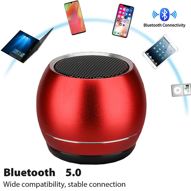 

Mini Bluetooth Speaker Portable Metal Stereo Sound Box Wireless BT 5.0 Built-in Microphone Phone Function Outdoor Speaker 3W USB