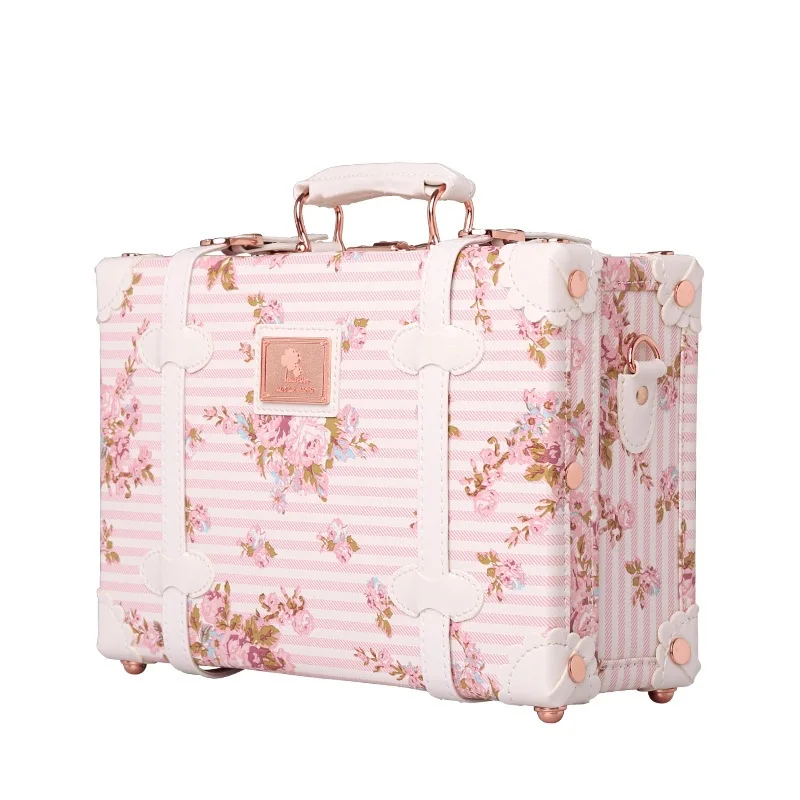 Grasp Dream Vintage Floral Travel Bag Luggage sets 13" inch Women Retro Trolley Suitcase Bag On Universal Wheels