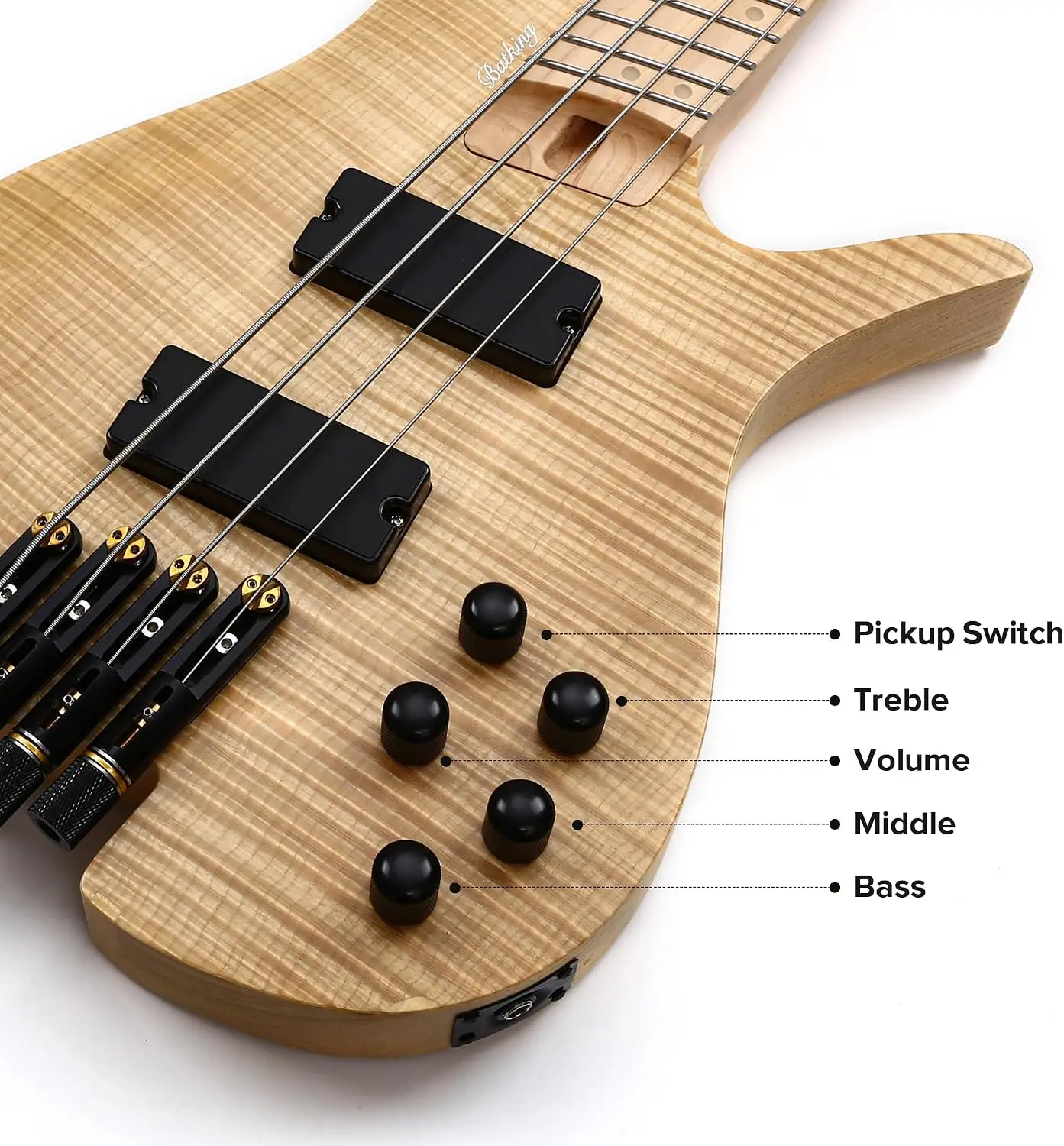 Электрогитара Batking Travel Headless Bass, 4 струны, фиксированный бридж, с чехлом для переноски (art.: 3920dbcf45d6c) - 3920dbcf45d6c