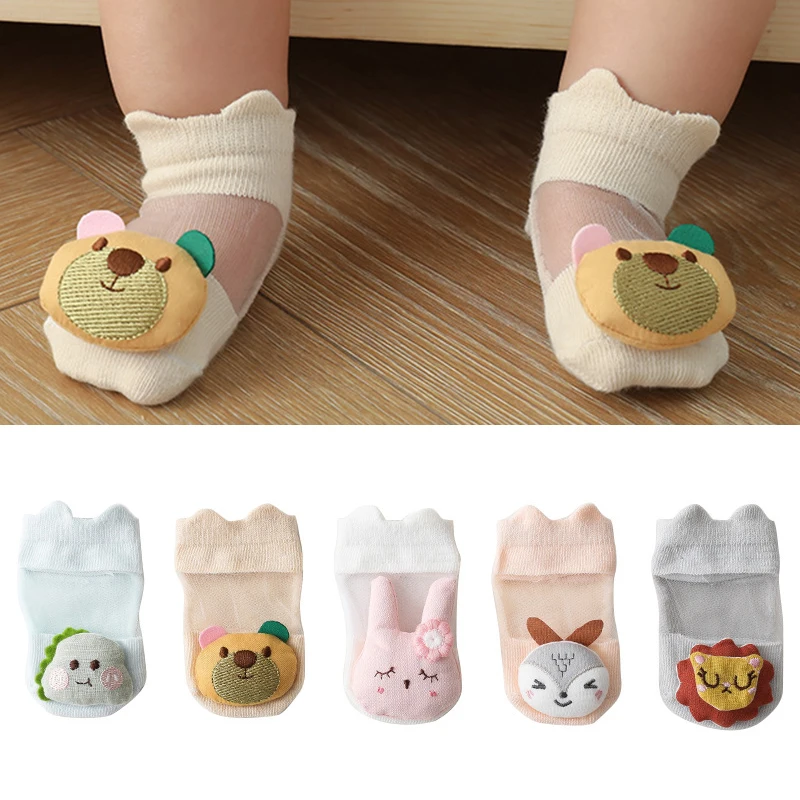 

Baby Summer Thin Glass Stockings Comfortable Children Cartoon Doll Kawaii Babies Combed Cotton Short Socks Products for Newborn