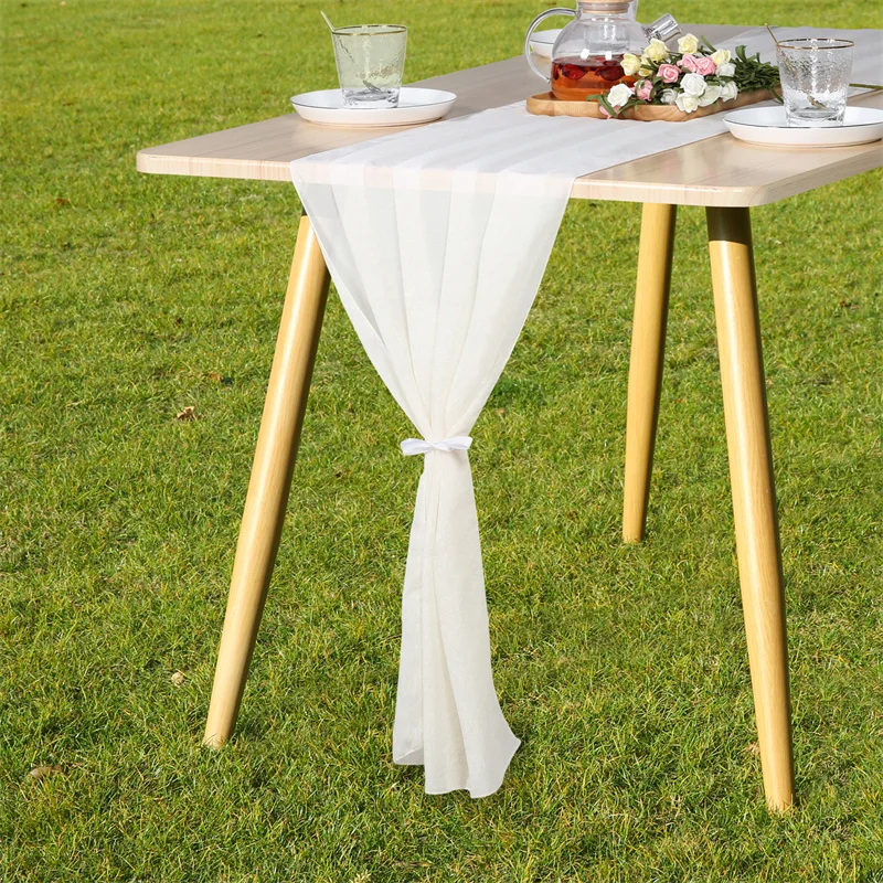 

Sheer Chiffon Luxury Solid Colorful Table Runner Blue Rustic Boho Wedding Party Bridal Shower Birthday Home Christmas Decoration