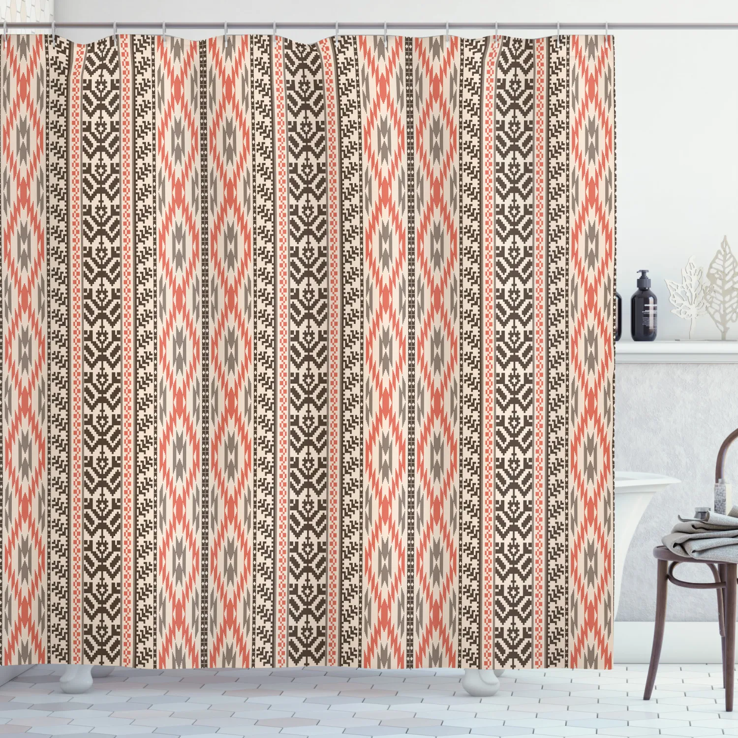 Комплект занавесок для душа с традиционными каймами доисторическая занавеска