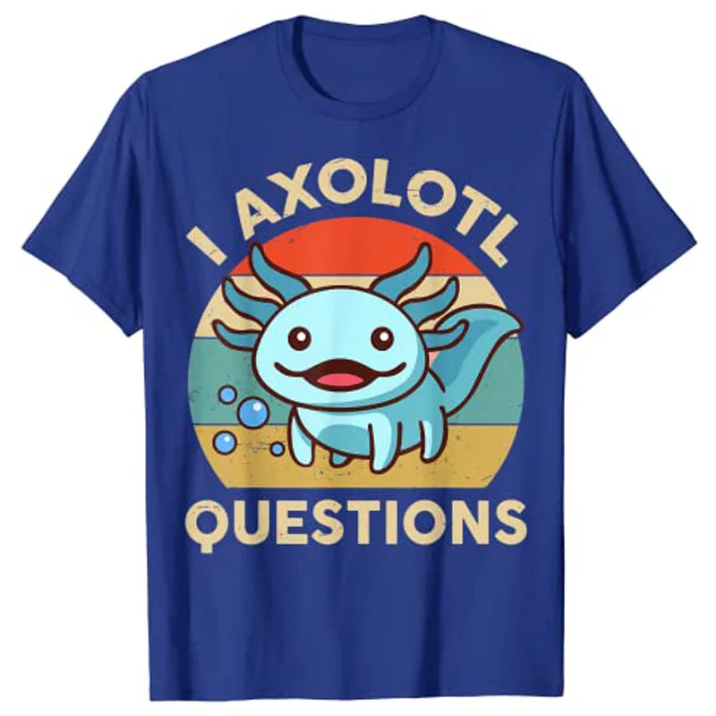 I Axolotl вопросы рубашка детская синяя Саламандра плюшевая Axolotl-любимая футболка