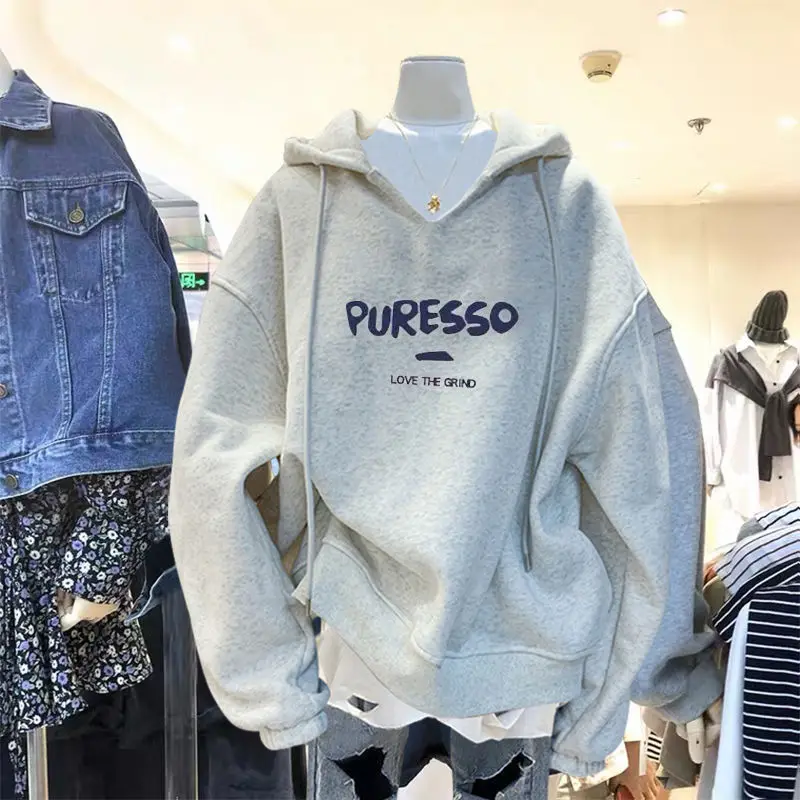 

Новинка Зима 2022 модный тренд плюс флисовый Свободный Топ с капюшоном простой и удобный Повседневный свитер для пары