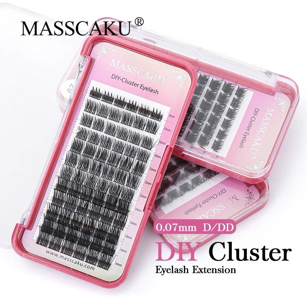 

MASSCAKU DIY 72 Cluster Eyelash Extension 3 Styles D/DDCurl Segmented Individual Russian Volume Mink Eyelashes Natural Fans