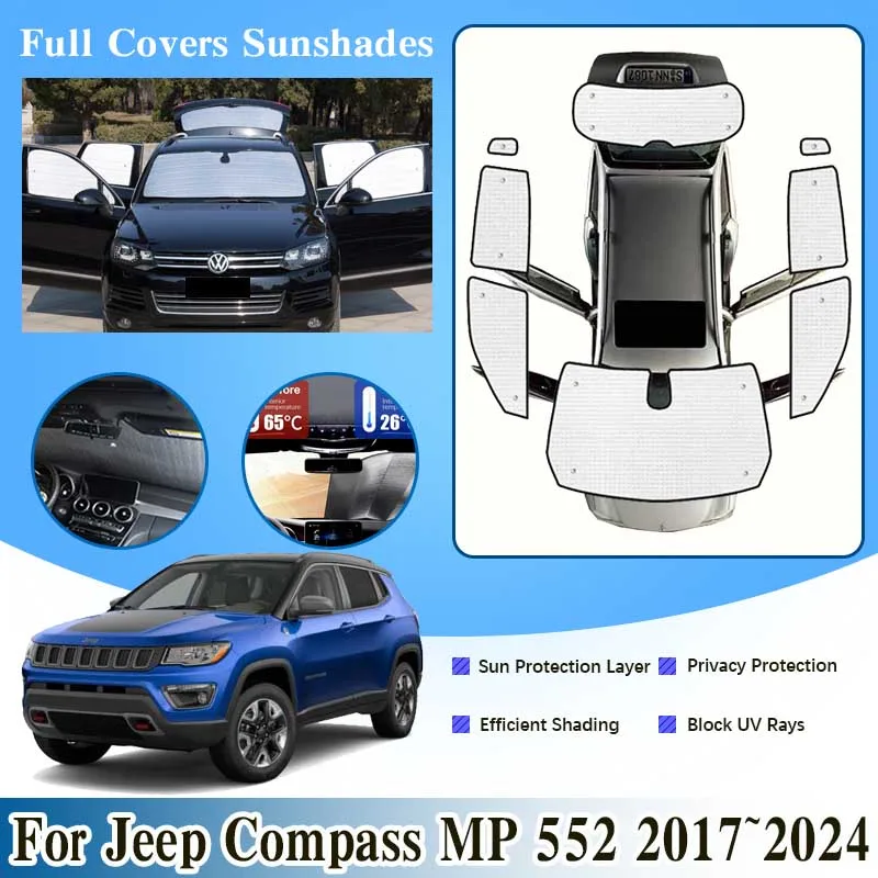 Автомобильные козырьки для лобового стекла Jeep Compass MP 552 2017 ~ 2024 солнцезащитные на