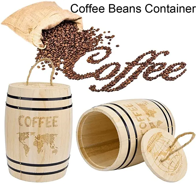 

Coffee Bottles Fresh Coffee Bean Airtight Container Wooden for Coffee Beans Grounds Wood Coffee Bean Container