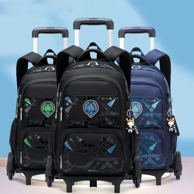2022 High-capacity Student Shoulder Backpack on Wheels Waterproof Luggage Rolling Bags Detachable Children Rolling School Bags