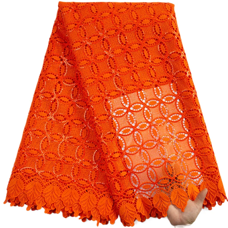 

African Nigerian Cord Guipure Lace Fabric 2023 High Quality French Water Soluble Lace Sequins Fabric For Women Party Dress A3355