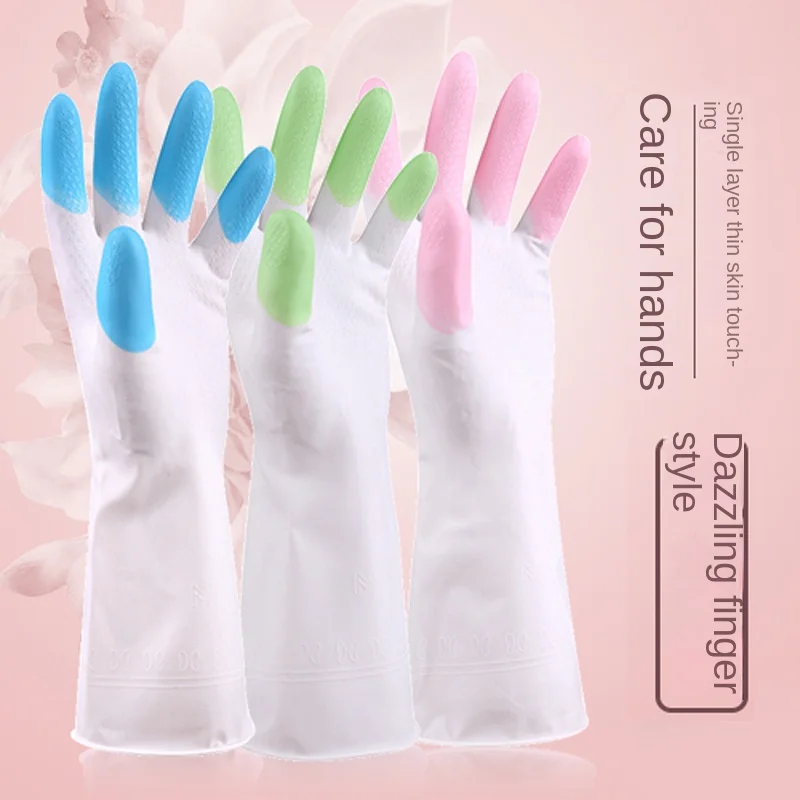 

Dishwashing Gloves Women's Waterproof Rubber Latex Thin Kitchen Durable Laundry Rubber Home Cleaning Housework Silicone Gloves