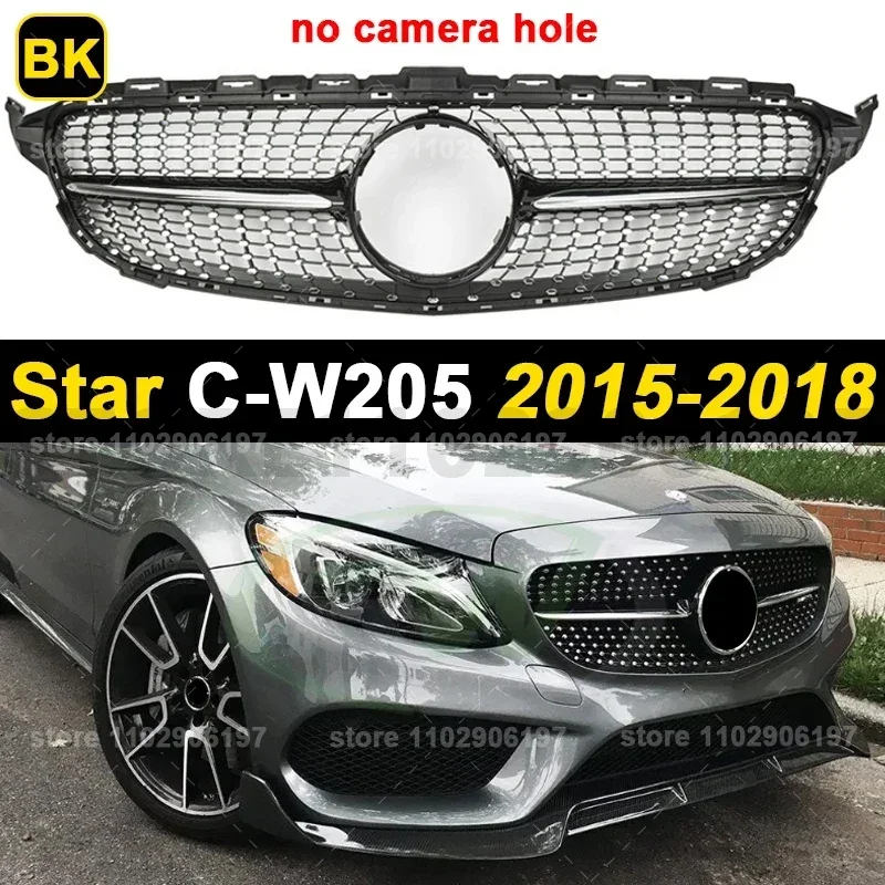 

Для 2015-2018 W205 C Class Mercedes Benz C180 C200 C220 C250 C260 C300 C350 C400 C450 C43 C63 AMG Бампер Mesh Racing Grille