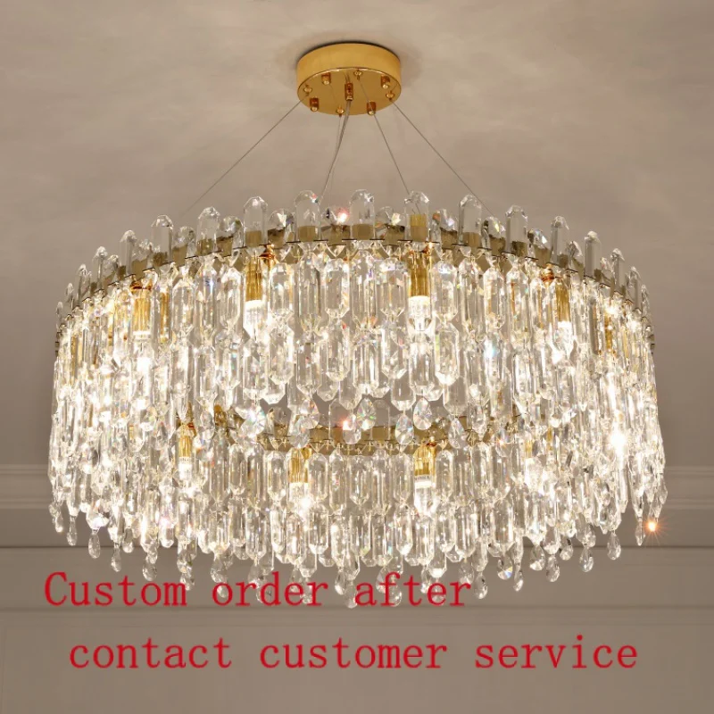 

Cheap Hanging Lamp Hotel Living Room Steel led pendant lamp pure crystals pendant light chandelier