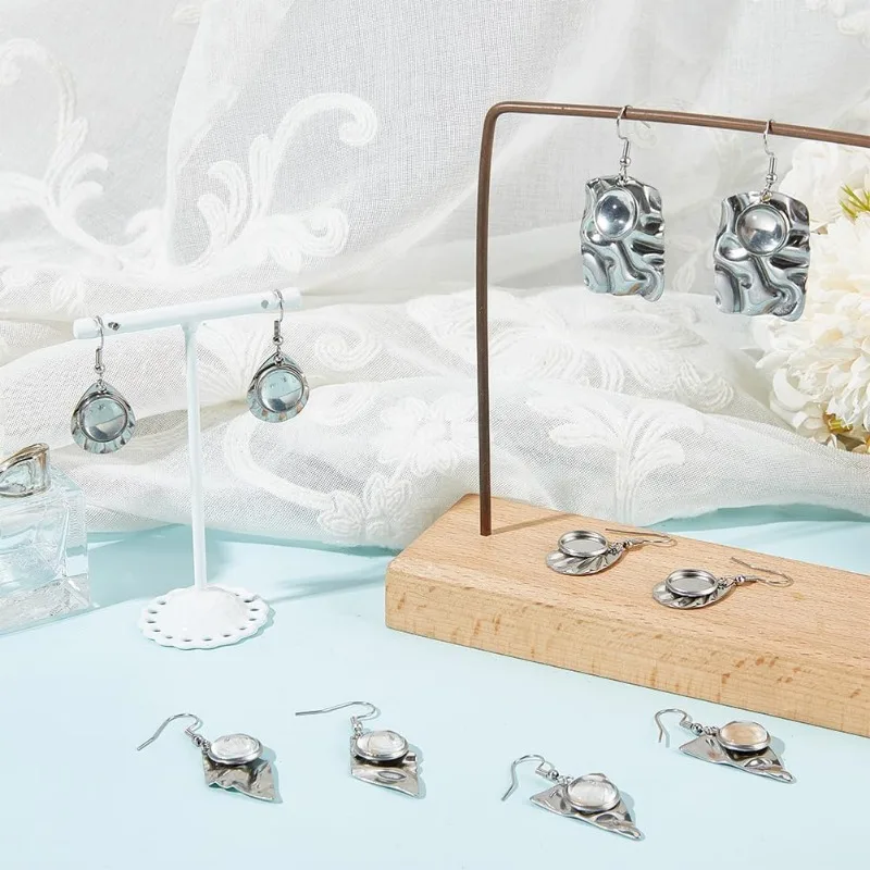 8 пар 4 вида сережек-кабошонов из нержавеющей стали 304