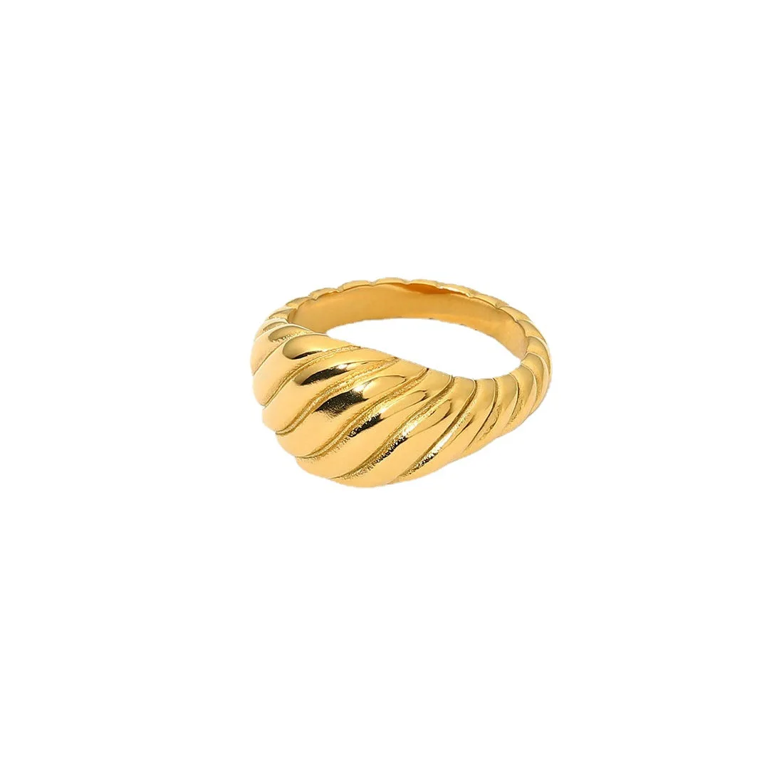 

Stainless Steel PVD 18K Gold Plated Tarnish Waterproof Twist Stackable Rings For Woman Jewelry Wholesale Trendy