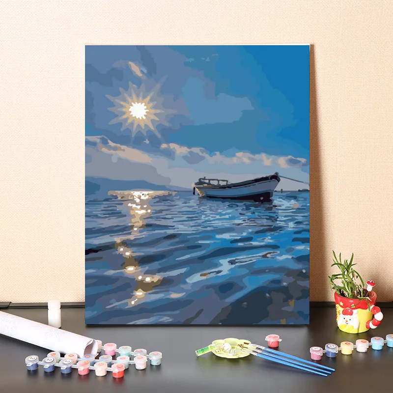 

Цифровая картина маслом 38155310B, ручная раскраска «сделай сам», морская живопись маслом, снятие стресса, украшение ландшафта