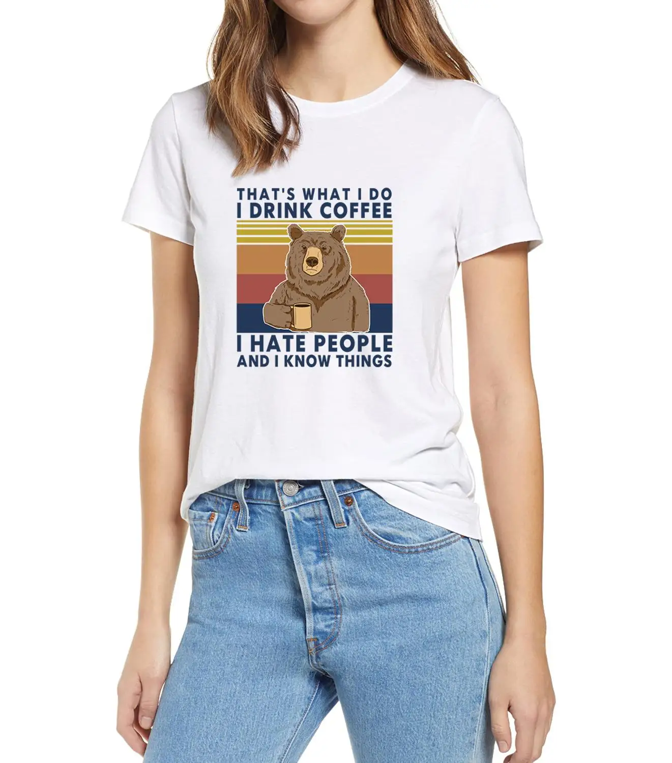 

Vintage T-shirt for women, 2020 cotton, summery and fashionable, with the humorous gift, "it's the What I read me Coffee", 100%