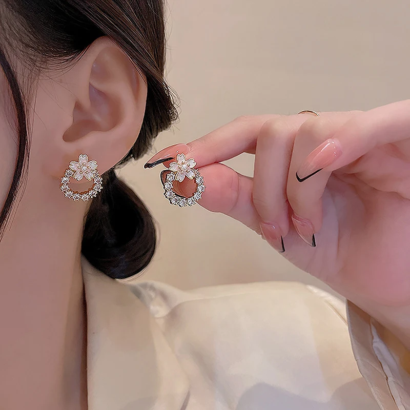 Модные розовые серьги в форме цветка сакуры для женщин аксессуары свадебной