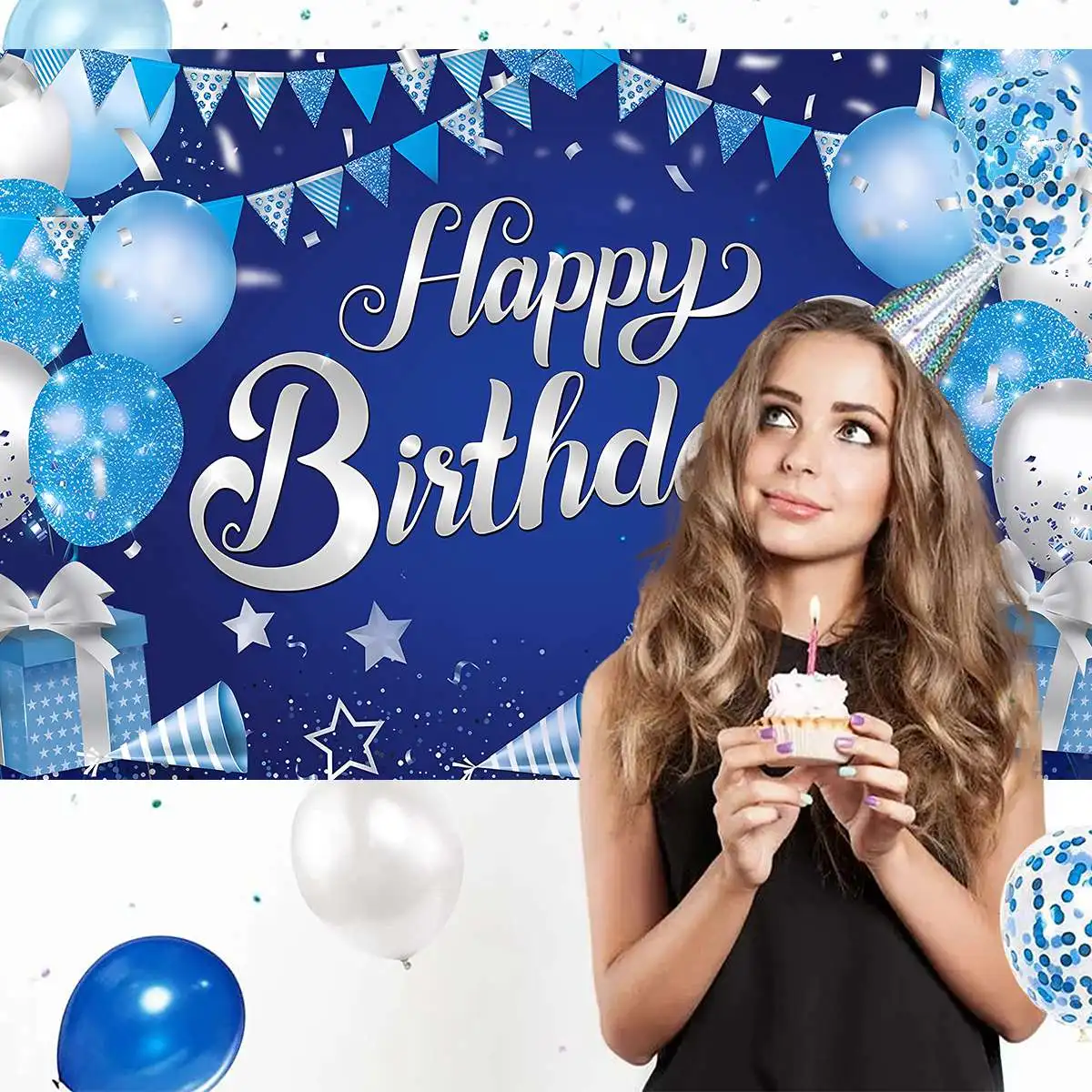 Голубой золотой фон для дня рождения