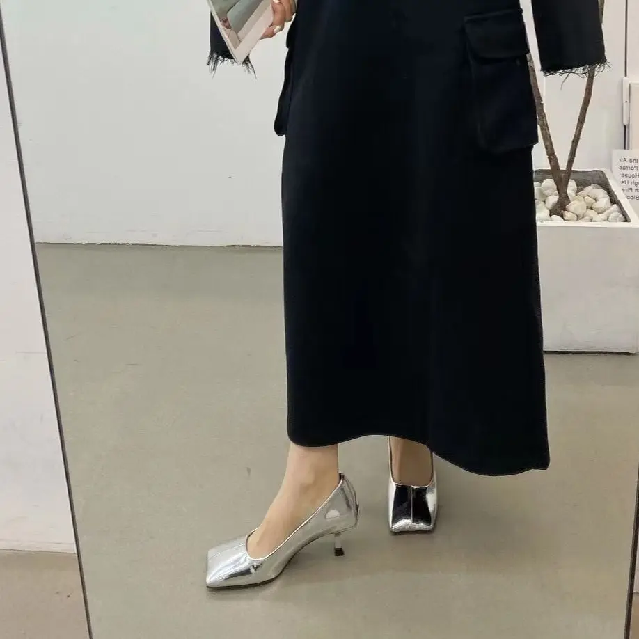 Shinging Women Pumps Square Toe Sexy Gold Silver Thin High Heels Shallow Slip On Party Dress Shoes Office Pumps Elegant Pumps