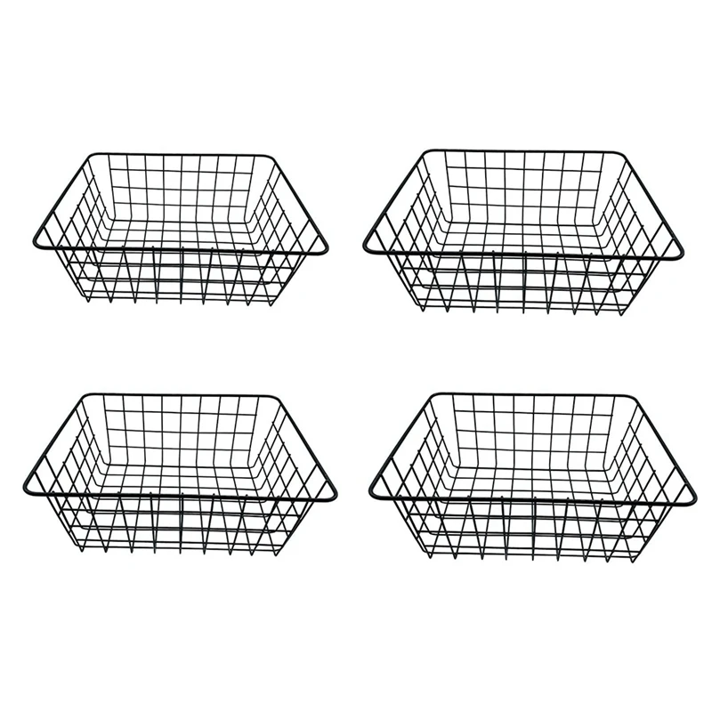 

4Pcs Ins Wrought Iron Storage Basket Desktop Storage Basket Bathroom Storage Box Kitchen Storage Basket Wire Basket