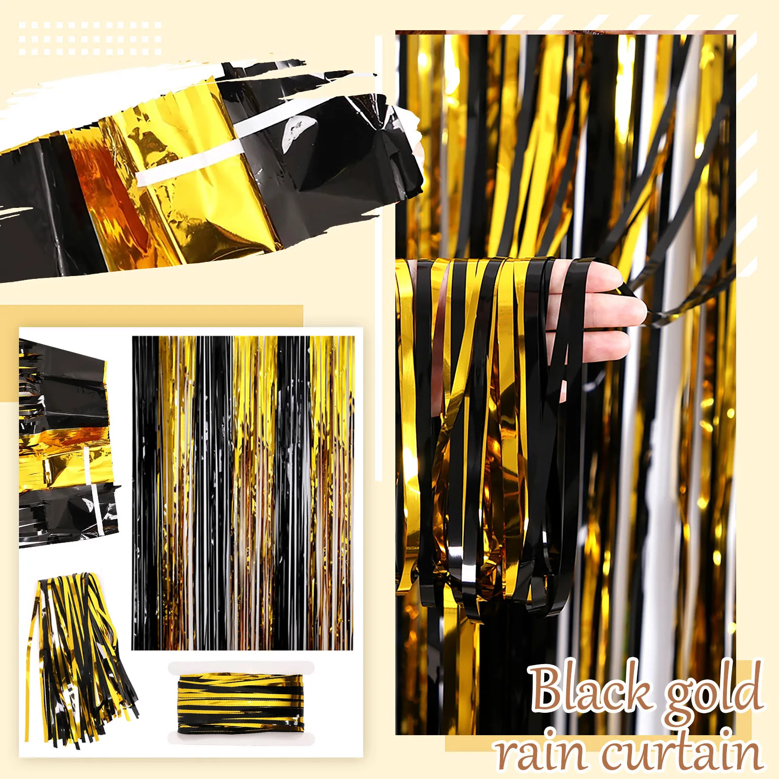 Gold/Silver Tinsel Foil Fringe Curtains Birthday Background Graduation Bachelor Party Photo Props Wedding Backdrop Foil Curtain