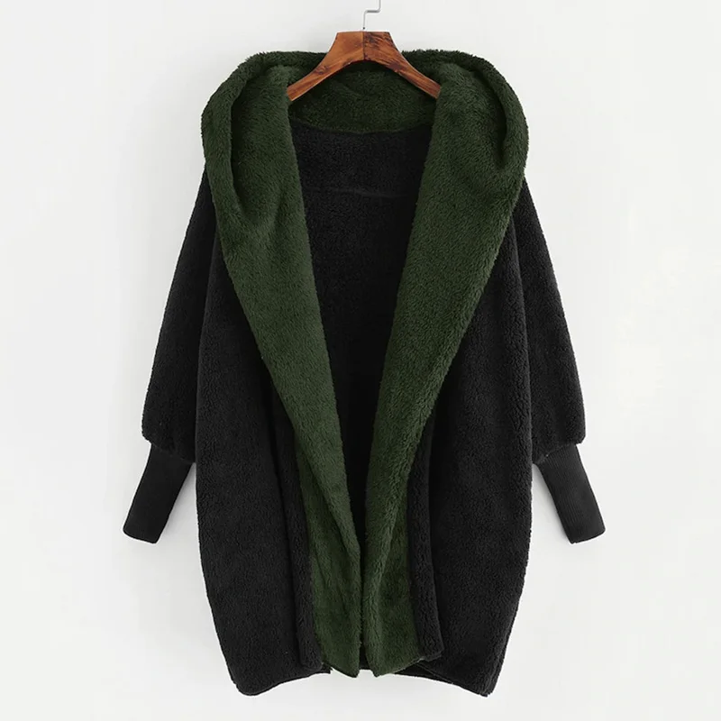 

Зимний теплый свободный флисовый Кардиган с длинным рукавом, верхняя одежда, осенняя Женская Мягкая шерстяная куртка, повседневное модное ...