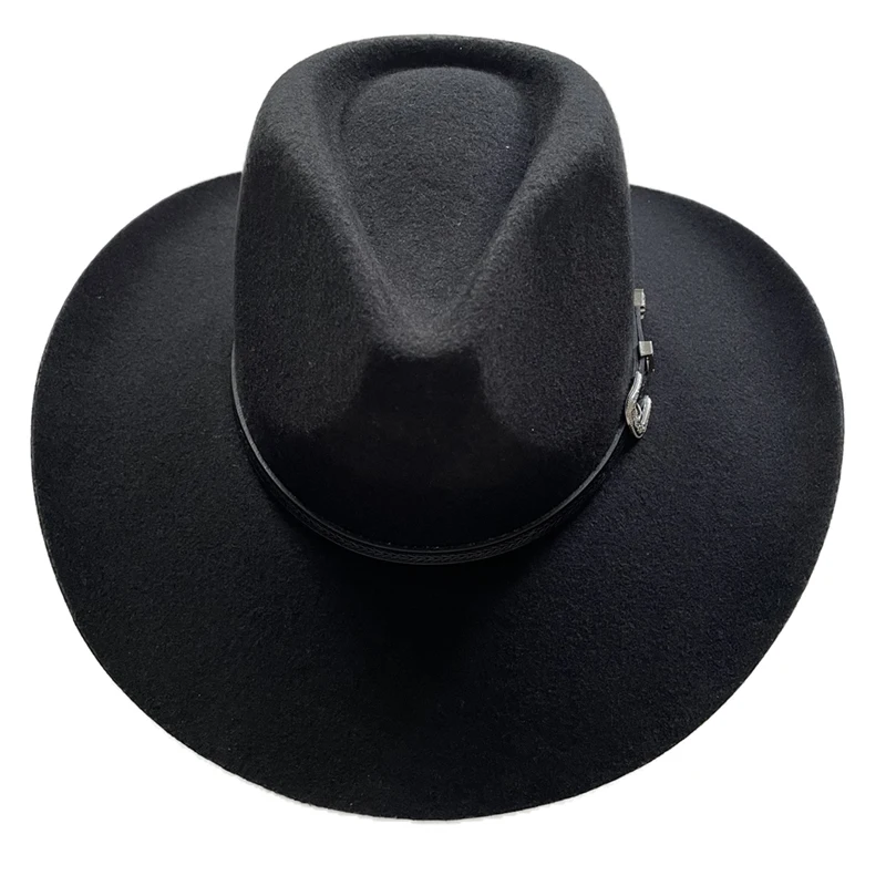 Cowboy Hats for Men Women 100% Wool Felt Western Outback Gambler Hat Crushable Classic Pinch Front Wide Brim Fedora Hat