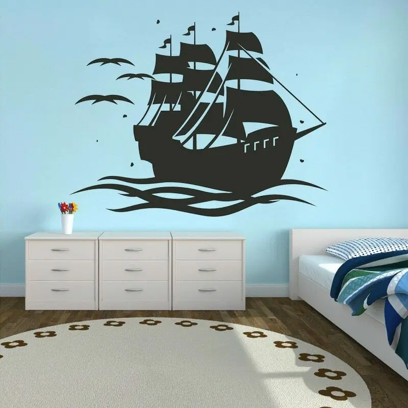 

Pirate Ship Wall Sticker Sails Decal Sailor Room Decoration Accessories Boys Bedroom Wall Decor Boat Mural Dreams Navigation