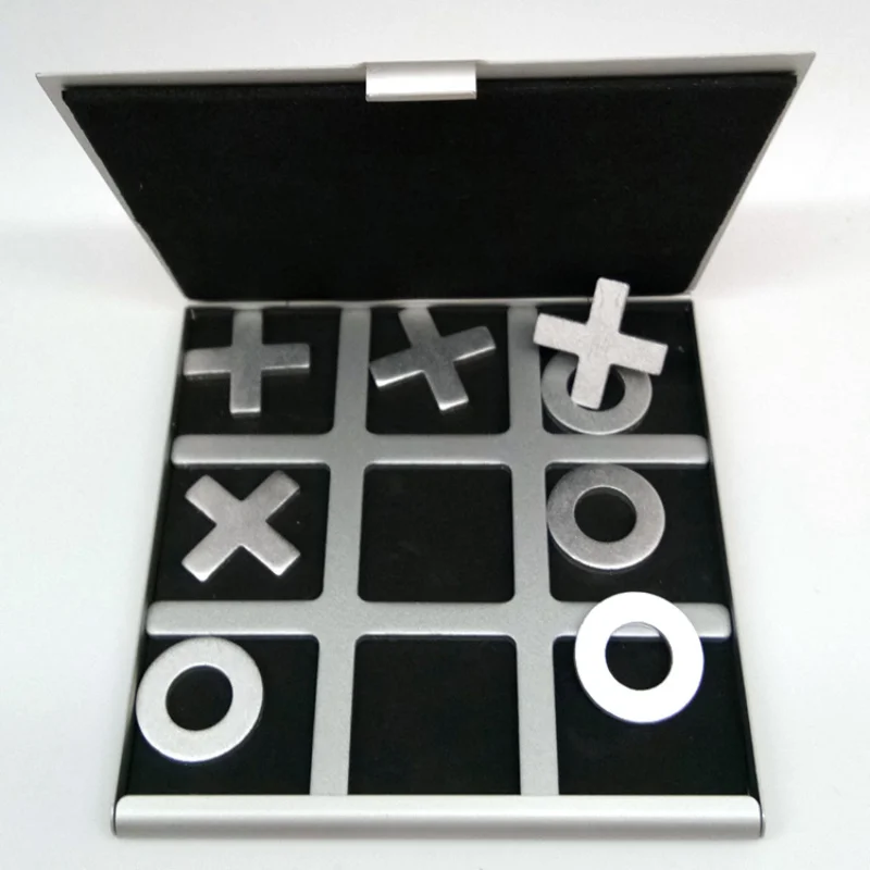 

New Product Metal Aluminum Game Chess Tic tac toe Chess Parent-child Game Travel Portable Puzzle Holiday Gift