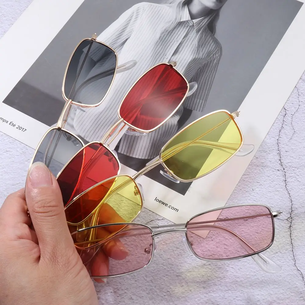 

Classic Candy Color Women's Glasses Retro Small Oval Womens Sunglasses Metal Rectangular Korean Fashion UV400 Eyewear 2022 Trend