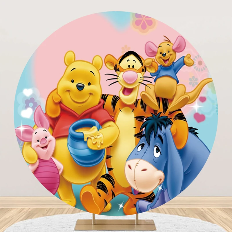 

Disney Winnie The Pooh Bear Tigger Circle Background Birthday Party Decoration Banner Round Photography Backdrop Photo Studio