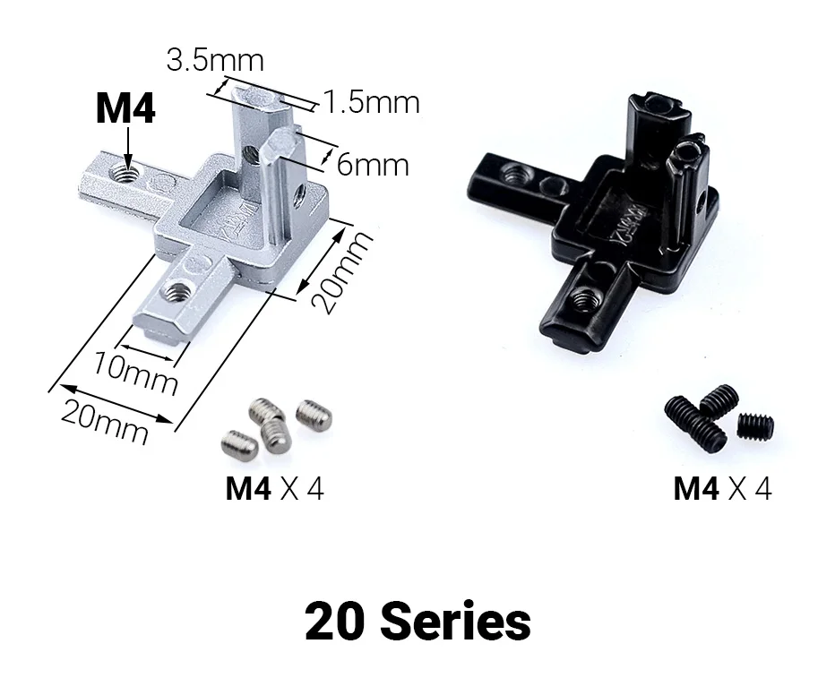

8/4 шт. 3-сторонние концевые соединители для угловых кронштейнов, трехсторонние скрытые углы с винтами для алюминиевого экструзионного профиля 2020 3030 4040