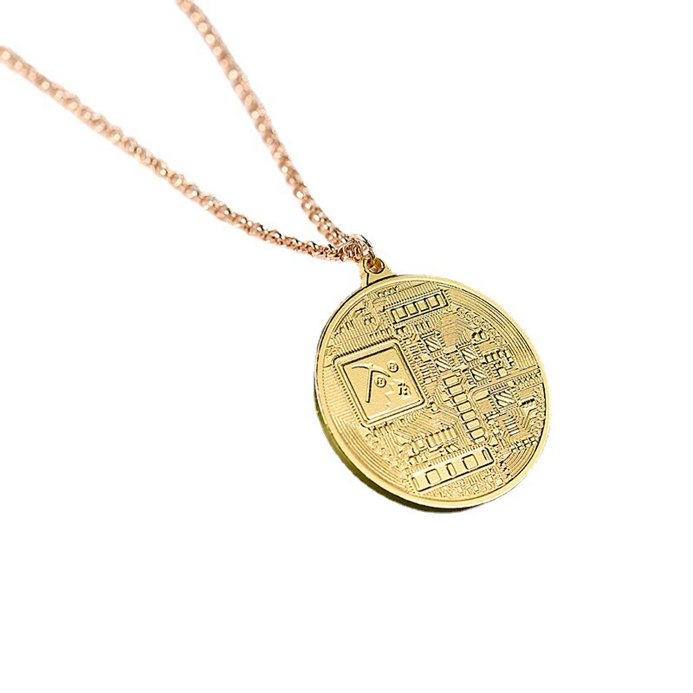 

10pc/Lot Gold Crypto Coin Commemoration, BTC Token with Case, Fake Bitcoin Decor Props with necklace