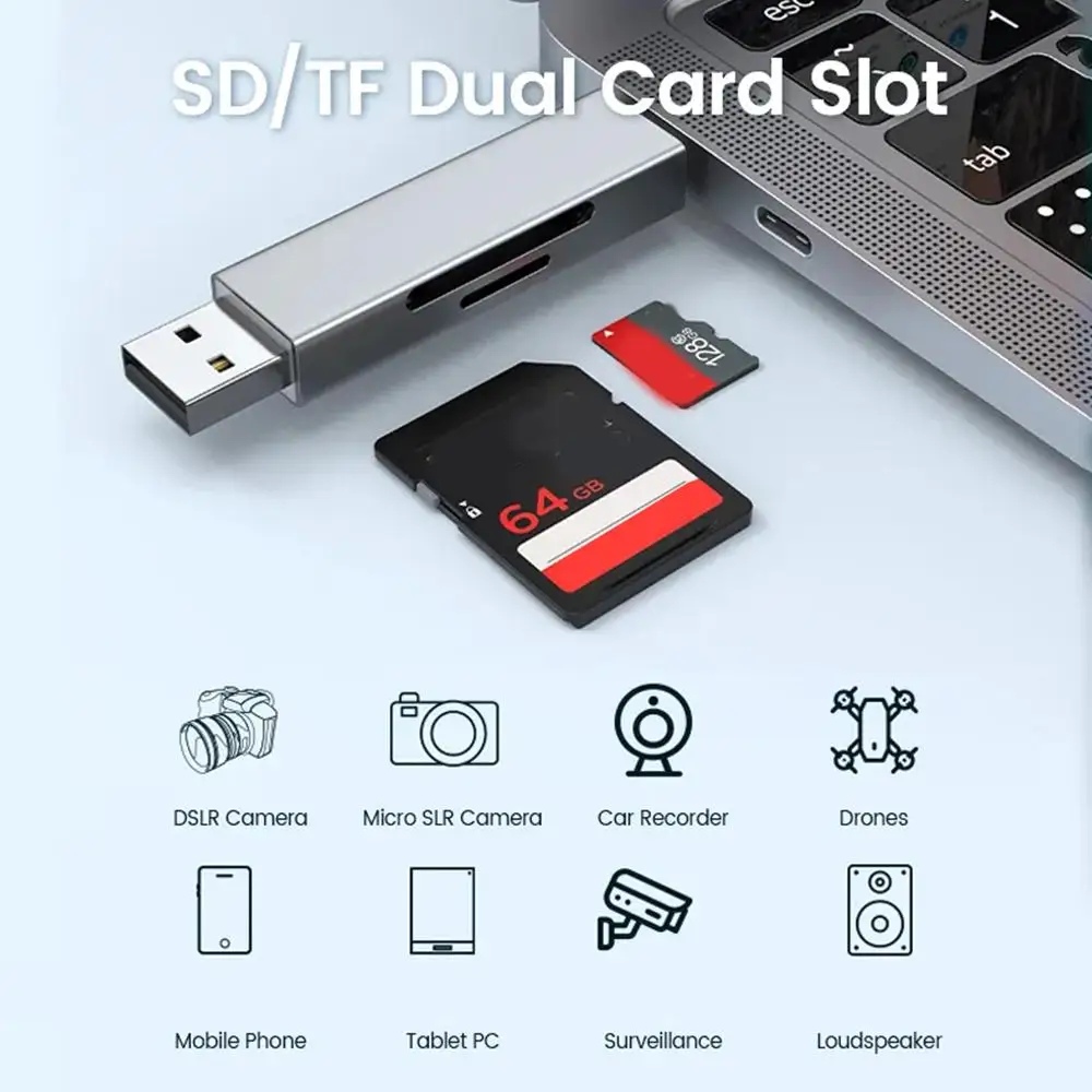SD/TF 2-в-1 кардридер для мобильных телефонов компьютеров с интерфейсом USB Высокоскоростной считыватель смарт-карт адаптер для ПК ноутбука Ty Q1B3
