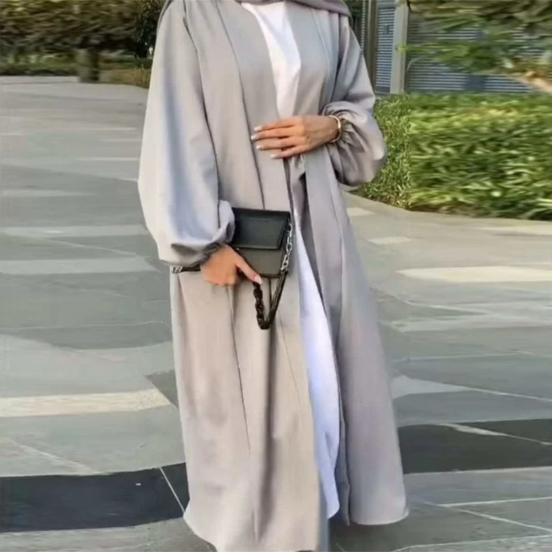 

Muslim Fashion Middle East Dubai Solid Color Drawstring Pocket Tie Cardigan Robe Abaya Turkey Kaftan Islamic Clothing 2022 New