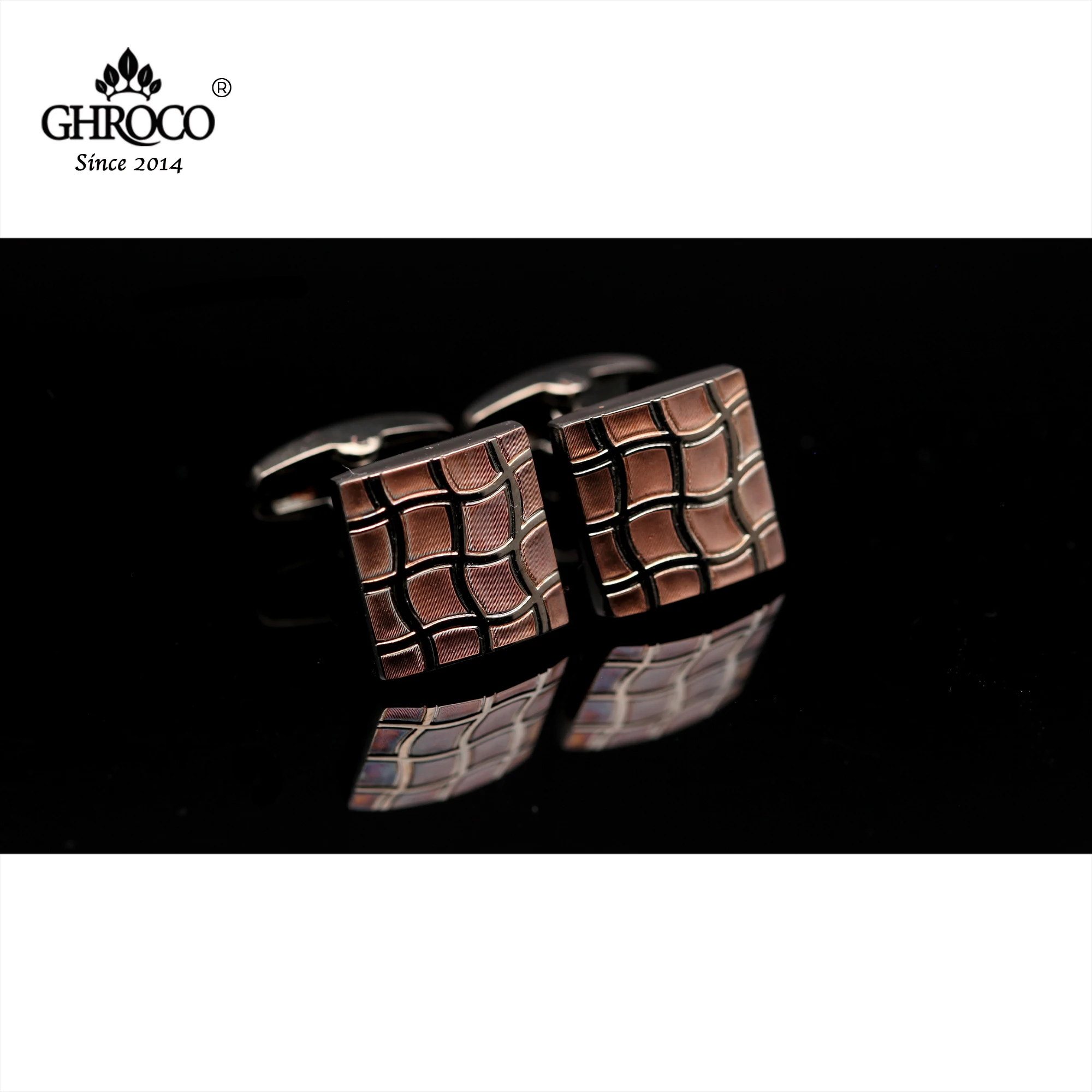 

GHROCO High Quality Exquisite Surface Texture Brown Square Shirt Cufflinks Fashion Luxury Gifts Business Men's Women's Wedding