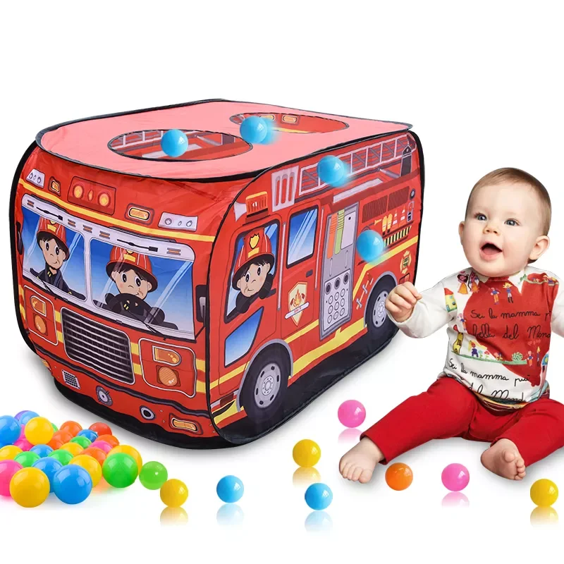 

Kids Indoor Gameplay house Folding Tent Outdoor Fire Truck Police Bus portable Pop Up Toy Tents dry pool gift for children