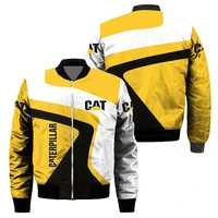 cat excavator 3d print men jacket sweatshirt cardigan plus velvet trend bomber jacket baseball uniform motor racing biker jacket