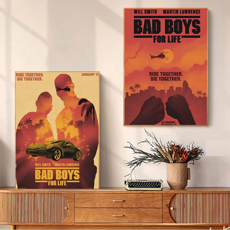 

Bad Boys Retro Kraft Paper Poster Kraft Paper Prints And Posters Stickers Wall Painting