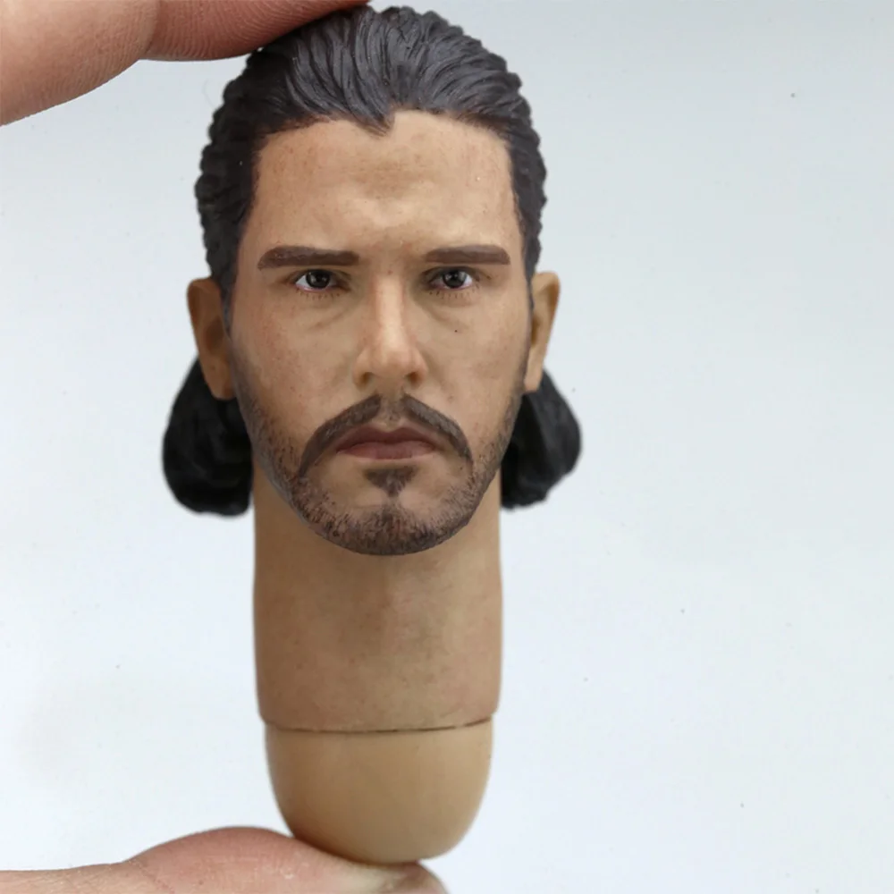 1/6 Male Soldier Jon Snow Head Carving Sculpture Model Fit 12 Inch Action Figure Body
