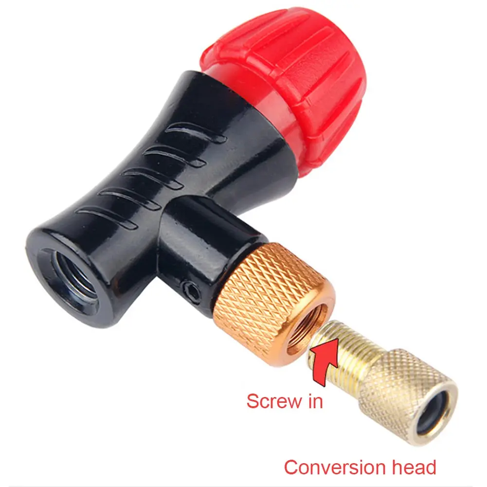 

Bicycle Inflator Head Mini Portable CO2 Pump Cycling Schrader Presta Valve Repair Tools Aluminum Alloy Outdoor Non Slip