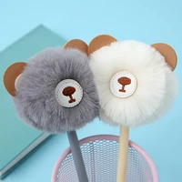 16pcs plush ball bear gel pen girl gift cute creative cartoon neutral pen school officel supplies stationery