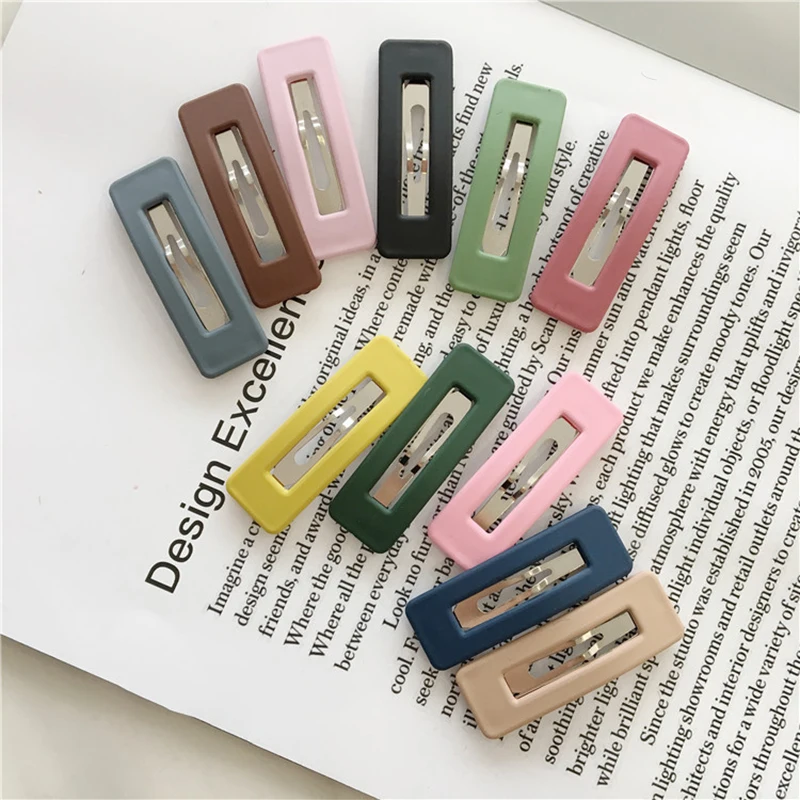 

1pcs Solid Color Scrub Hair Clips Barrettes Geometric Hollow Hairpins New Fashion Hair Accessories For Women Girls DWH5