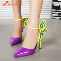 karinluna brand new 2022 women sandals purple thin high heels pointed toe bow knot multicolor women sandals sexy party wedding