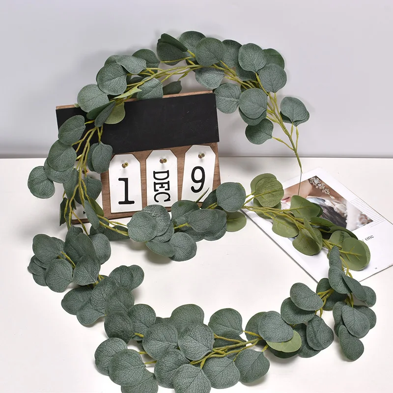 

Home&garden Wall-decor Ivy Green Vines Fake Plants Eucalyptus Rattan String Round Leaf Garland Vines Wedding Party Decoration