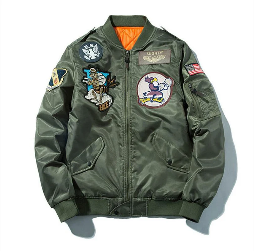 

New Ma1 Army Green Military Ma-1 Flight Jacket Pilot Air Force Men Bomber Jacket Stand Collar Printed Male Fashion SMC0411-5